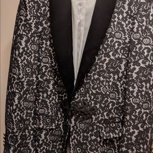 Men’s black and white lace blazer